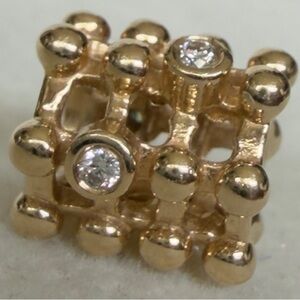 100% Authentic Pandora 14K Yellow Gold Diamond Matrix Abstract Charm